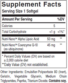Solgar Nutri Nano COQ10 Ingredients